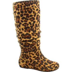 image:imageTOP Moda Data1 Womens Shoes Cute amp Comfort Round Toe Flat Heel Slouchy Mid Calf BootLeopard