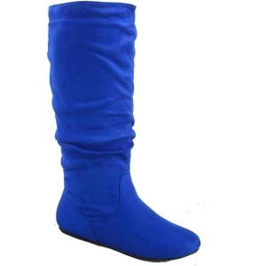 image:imageTOP Moda Data1 Womens Shoes Cute amp Comfort Round Toe Flat Heel Slouchy Mid Calf BootRoyal Blue
