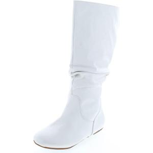 image:imageTOP Moda Data1 Womens Shoes Cute amp Comfort Round Toe Flat Heel Slouchy Mid Calf BootWhite Pu New