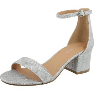 image:imageTOP Moda Diamond1 Ankle Strap Dressy High Heel Sandal Nonslip Sole For Wedding Party Prom Evening Wear or Any Occasion Sleek Style Block Heel SandalsSilver