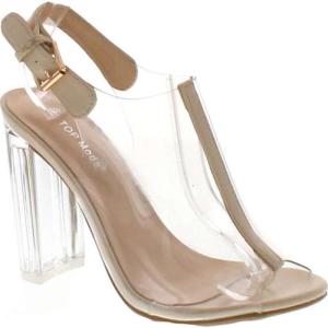 image:imageTOP Moda Fenton 1 Womens Clear Chunky Heel Peep Toe Lucite SandalsBeige
