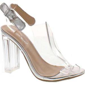 image:imageTOP Moda Fenton 1 Womens Clear Chunky Heel Peep Toe Lucite SandalsSilver