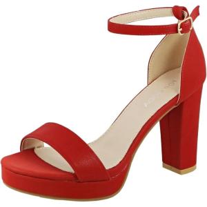 image:imageTOP Moda Platform High Heel Open Toe Dress Sandal Over The Toe StrapRed