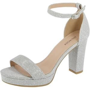 image:imageTOP Moda Platform High Heel Open Toe Dress Sandal Over The Toe StrapSilver