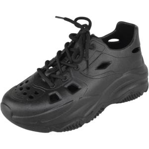 image:imageTOP Moda Shoes Women Foam Beach Sneakers CutOut Ventilation Openings Cushioned Arch Support Lace Up Lightweight Hidden Platform HeelBlack