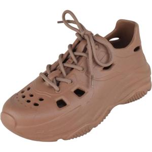 image:imageTOP Moda Shoes Women Foam Beach Sneakers CutOut Ventilation Openings Cushioned Arch Support Lace Up Lightweight Hidden Platform HeelBrown
