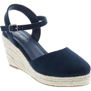 image:imageTOP Moda Wishing5 Womens Closed Toe Buckle Strap Espedrilles SandalsNavy