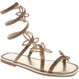 image:imageTOP Moda Women Butterfly Rhinestone Wraparound Flat SandalsGold Butterfly