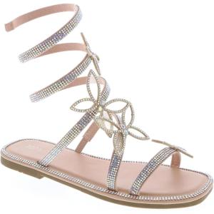 image:imageTOP Moda Women Butterfly Rhinestone Wraparound Flat SandalsNude Butterfly