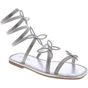 image:imageTOP Moda Women Butterfly Rhinestone Wraparound Flat SandalsSilver Butterfly