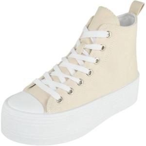 image:imageTOP Moda Women High Top Platform Sneakers Canvas LaceUp Fashion Shoes Flatform Thick Sole Casual Streetwear Trainers Sherry1Beige
