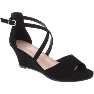 image:imageTOP Moda Women Wedge Heels Sandals Open Toe Ankle Strap Party Pumps ShoesBlack Nub