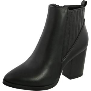 image:imageTOP Moda Womens Ankle Boots Chunky Stacked Mid Heel Elastic ChelseaBlack