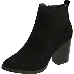 image:imageTOP Moda Womens Ankle Boots Chunky Stacked Mid Heel Elastic ChelseaBlack Suede