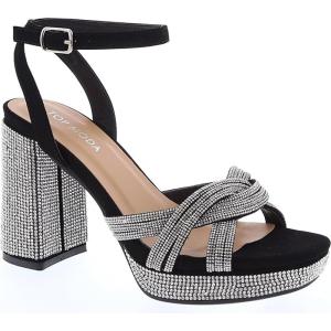 image:imageTOP Moda Womens Ankle Strap Open Toe Platform Dressy Formal Strappy Rhinestone SandalsBlack Nub Rhinestone