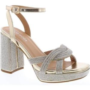 image:imageTOP Moda Womens Ankle Strap Open Toe Platform Dressy Formal Strappy Rhinestone SandalsGold Metallic Rhinestone