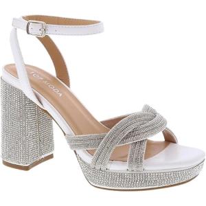 image:imageTOP Moda Womens Ankle Strap Open Toe Platform Dressy Formal Strappy Rhinestone SandalsWhite Pu Rhinestone