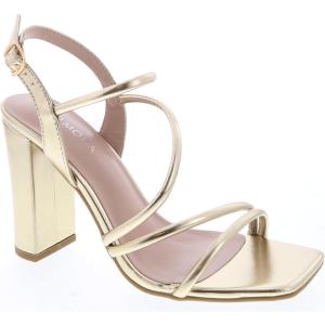 image:imageTOP Moda Womens Chunky High Heel Sandals Square Toe Ankle Strap Sandals 6Gold Metallic