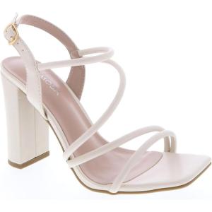 image:imageTOP Moda Womens Chunky High Heel Sandals Square Toe Ankle Strap Sandals 6Ivory Pu