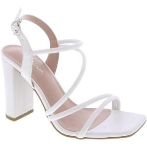 image:imageTOP Moda Womens Chunky High Heel Sandals Square Toe Ankle Strap Sandals 6White Pu