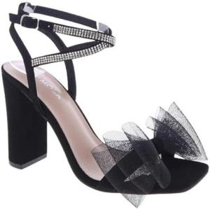 image:imageTOP Moda Womens Formal Rhinestone High Heel Sandal Ankle Strap With Bow BlackBlack Nub