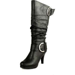 image:imageTOP Moda Womens Page65 Knee High Round Toe LaceUp Slouched High Heel BootsBlack22