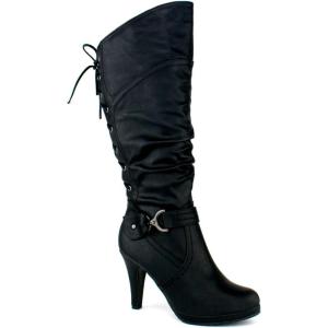 image:imageTOP Moda Womens Page65 Knee High Round Toe LaceUp Slouched High Heel BootsPremier Black