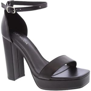 image:imageTOP Moda Womens Platform Chunky High Heel Sexy Sandals Ankle Strap Open Toe Heeled ShoesBlack Pu