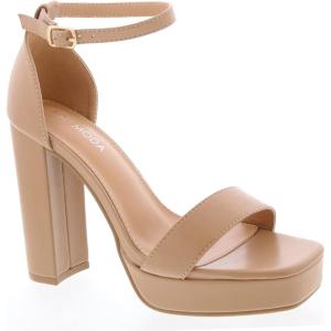 image:imageTOP Moda Womens Platform Chunky High Heel Sexy Sandals Ankle Strap Open Toe Heeled ShoesCamel Pu