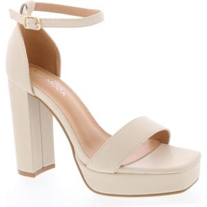 image:imageTOP Moda Womens Platform Chunky High Heel Sexy Sandals Ankle Strap Open Toe Heeled ShoesIvory Pu