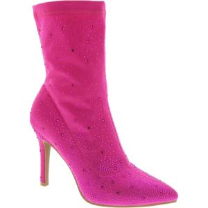 image:imageTOP Moda Womens Rhinestone Stiletto Heel Boots Pointed Toe Ankle BootieFuchsia
