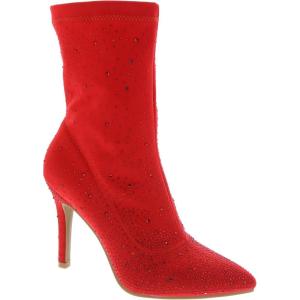 image:imageTOP Moda Womens Rhinestone Stiletto Heel Boots Pointed Toe Ankle BootieRed