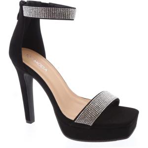 image:imageTOP Moda Womens Stiletto High Heel Sandals Platform Open Toe Ankle Strap Dress ShoesRhinestone HeelBlack Rhinestone