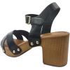 image:imageOpen Toe Cross Strap Faux Wood Block Heel SandalBlack