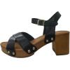 image:imageOpen Toe Cross Strap Faux Wood Block Heel SandalBlack