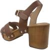 image:imageOpen Toe Cross Strap Faux Wood Block Heel SandalTan