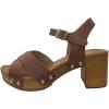 image:imageOpen Toe Cross Strap Faux Wood Block Heel SandalTan