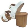 image:imageOpen Toe Cross Strap Faux Wood Block Heel SandalWhite