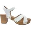 image:imageOpen Toe Cross Strap Faux Wood Block Heel SandalWhite