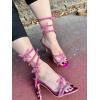 image:imageTOP MODA Womens Open Toe Formal Rhinestone Butterfly Spiral Wrap Around Stiletto Heel Sandals Fuchsia MetallicFuchsia Metallic