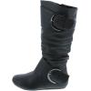 image:imageTOP Moda Bank81 Womens Fashion Round Toe Flat Heel Zipper Buckle Slouchy MiBlack Pu