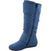 image:imageTOP Moda Bank81 Womens Fashion Round Toe Flat Heel Zipper Buckle Slouchy MiDenim Blue