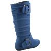 image:imageTOP Moda Bank81 Womens Fashion Round Toe Flat Heel Zipper Buckle Slouchy MiDenim Blue