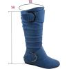 image:imageTOP Moda Bank81 Womens Fashion Round Toe Flat Heel Zipper Buckle Slouchy MiDenim Blue