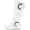 image:imageTOP Moda Bank81 Womens Fashion Round Toe Flat Heel Zipper Buckle Slouchy MiWhite Pu