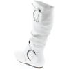 image:imageTOP Moda Bank81 Womens Fashion Round Toe Flat Heel Zipper Buckle Slouchy MiWhite Pu