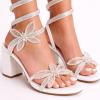 image:imageTOP Moda Diamond29 Womens Butterfly Spiral Coil Wrap Dressy Block Heel Sandal Nonslip sole Rhinestone High Heel Sandals For Wedding Party Prom Evening WearBlack Nub