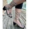 image:imageTOP Moda Diamond29 Womens Butterfly Spiral Coil Wrap Dressy Block Heel Sandal Nonslip sole Rhinestone High Heel Sandals For Wedding Party Prom Evening WearBlack Nub