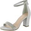 image:imageTOP Moda Gallery45 Ankle Strap Dressy High Heel Sandal Nonslip Sole For Wedding Party Prom Evening Wear or Any Occasion Sleek Style Block Heel SandalsSilver Glitter