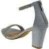 image:imageTOP Moda Gallery45 Ankle Strap Dressy High Heel Sandal Nonslip Sole For Wedding Party Prom Evening Wear or Any Occasion Sleek Style Block Heel SandalsSilver Glitter